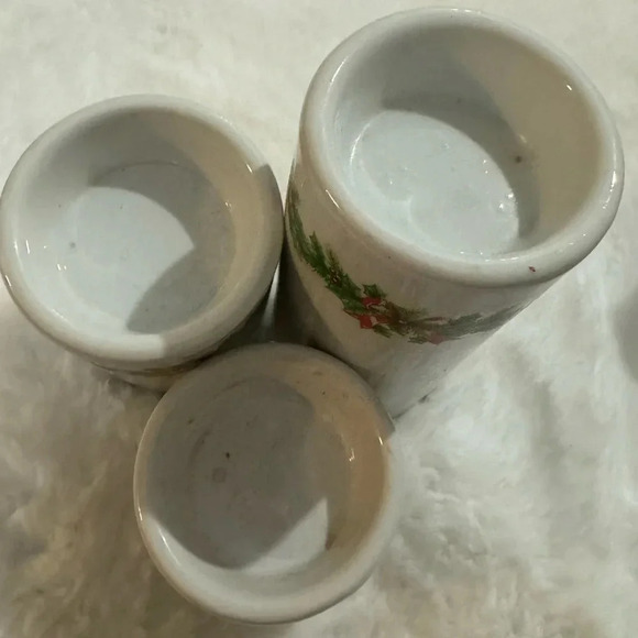 Vintage Ceramic Holly & Ivy Berry Candle Holders Original 90’s Christmas Decor - Picture 9 of 14